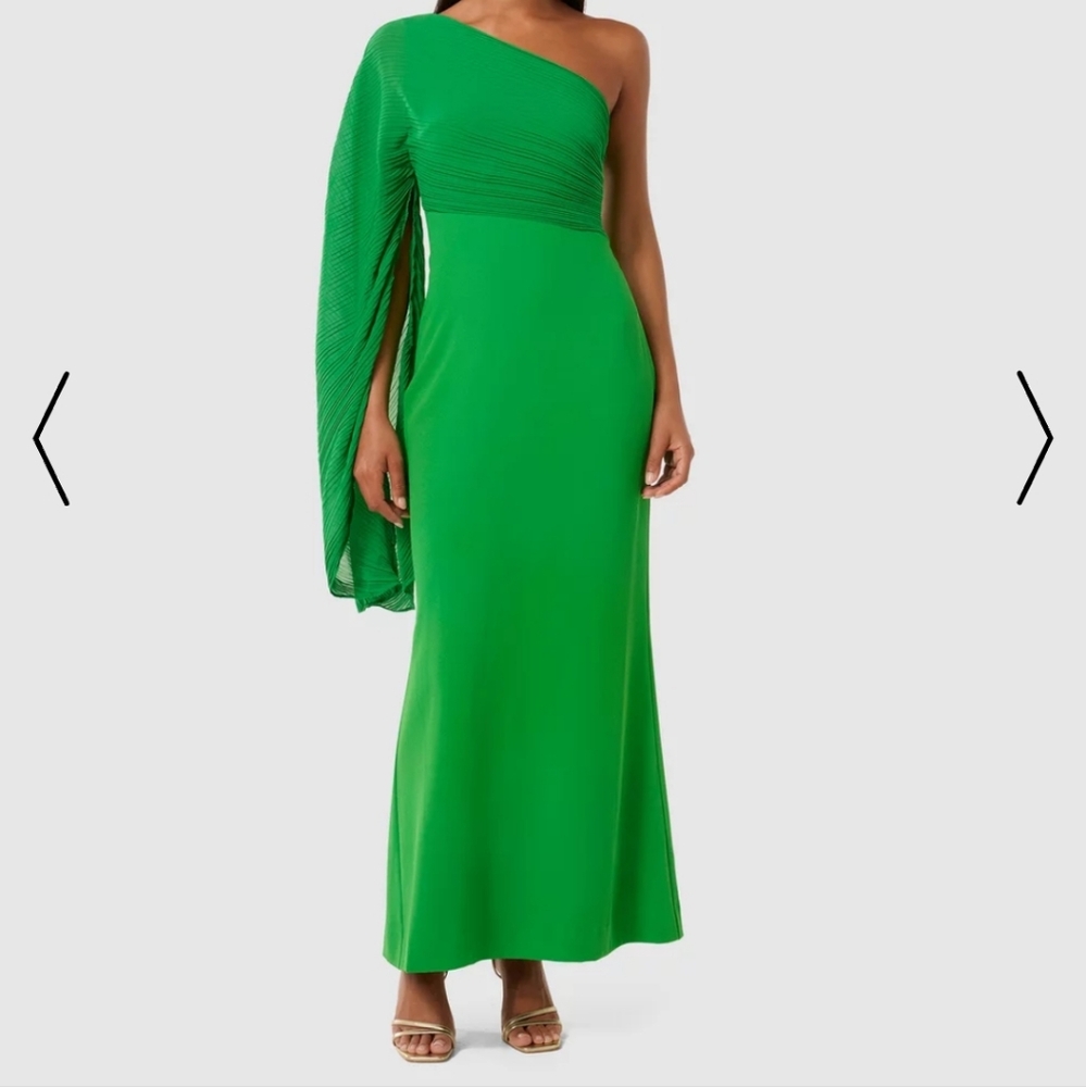 Milly One Shoulder Pleated Designer Maxi Dress